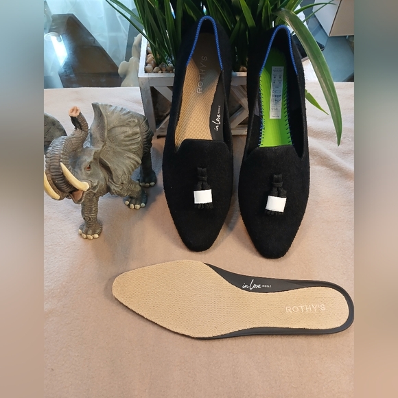 Rothy's The Almond Tassel Loafer Black Boucle New - Picture 3 of 4